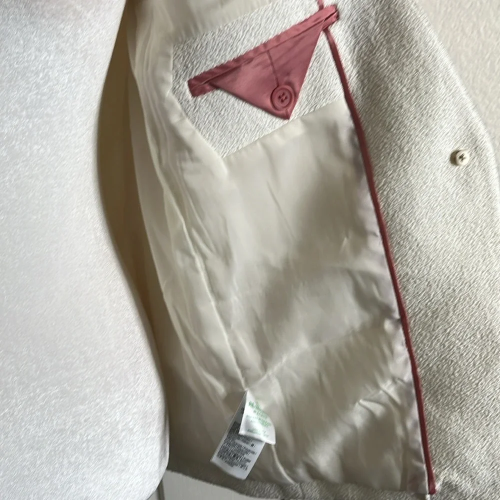 J Crew Collection Alfie Collarless Blazer Cotton Bouclé Relaxed Fit sz 4 White‎